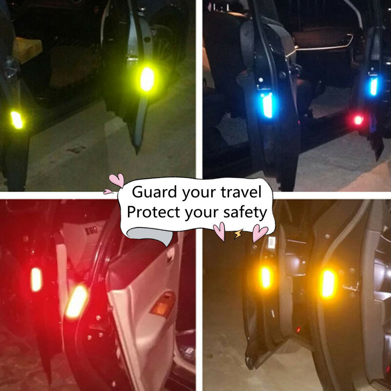 4Pcs รถเปิดเทปสะท้อนแสงสติกเกอร์ประตูรถยนต์คำเตือน Mark ข้อสังเกต CRV แถบสะท้อนแสง Reflectant Luminous สะท้อนความปลอดภัย