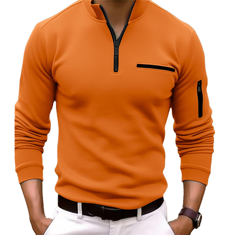 Modny męski męski sweter Business Casual Classic Wygodny codzienny Łatwy w pielęgnacji Długi rękaw Jednolity kolor Jesień Wiosna