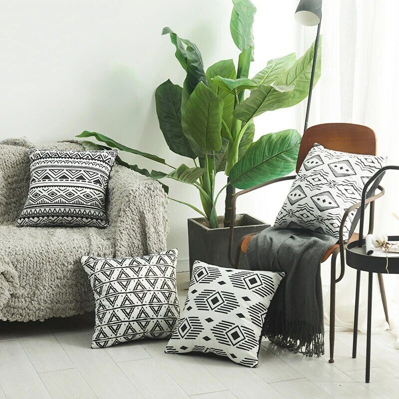 Fodera per cuscino in stile bohémien fodera per cuscino con geometria bianca per divano soggiorno 45x45cm decorativo Housse De Coussin Home Decor