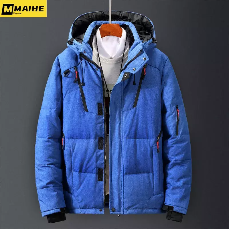 High quality men's down jacket Hiking skiing outdoor winter thickened warm men's jacket brand short hooded white duck down parka