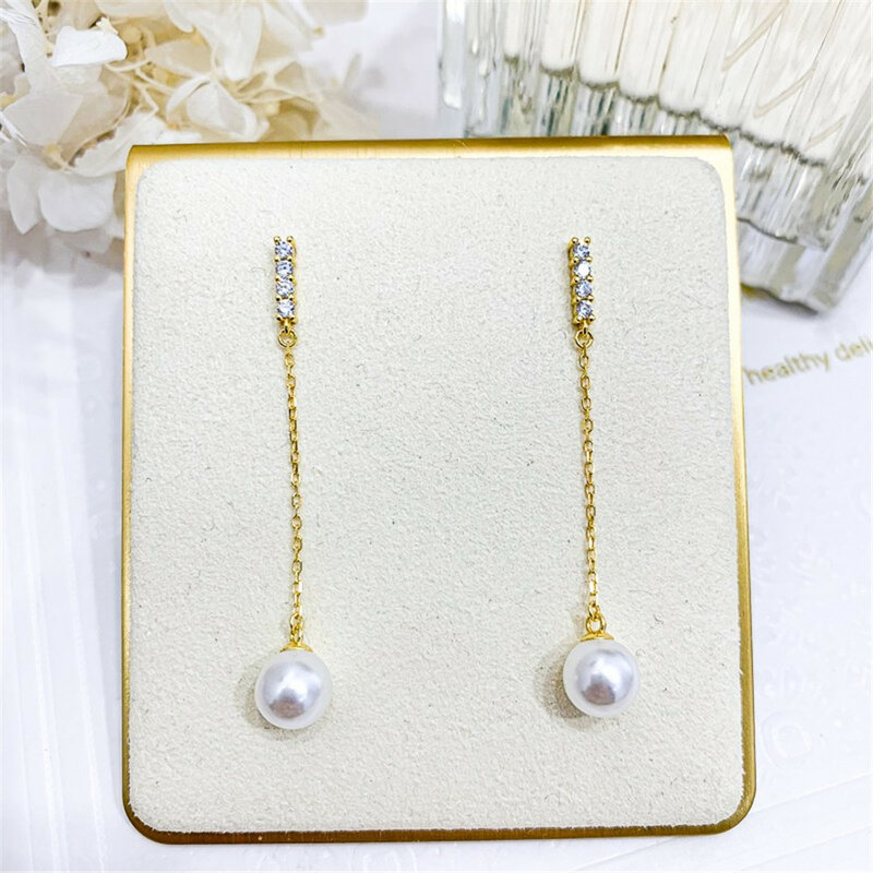 DIY Pearl Accessories S925 Sterling Silver Earrings Empty Gold Silver Earrings Fit 7-13mm Round E324