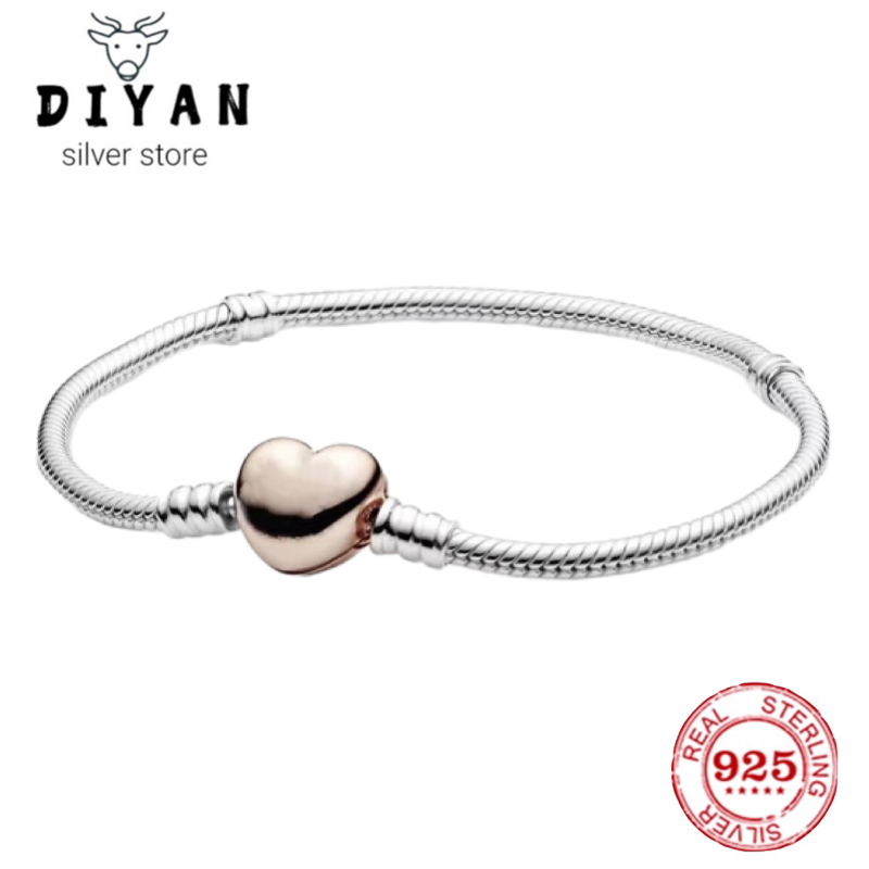 Wysokiej jakości oryginalna projekt łańcucha węża w kształcie serca ze srebra 925 luksusowa bransoletka wysokiej jakości biżuterii damskiej