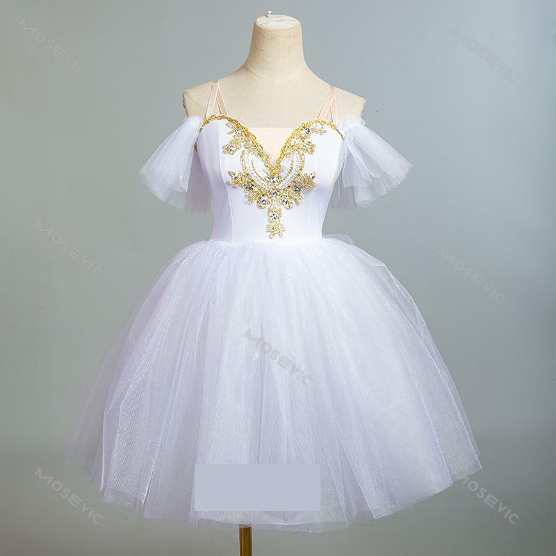 女の子のためのプロのロングドレス,クラシックバレリーナのパフォーマンス,チュチュ,プリンセスドレス,ダンスドレス,子供,大人