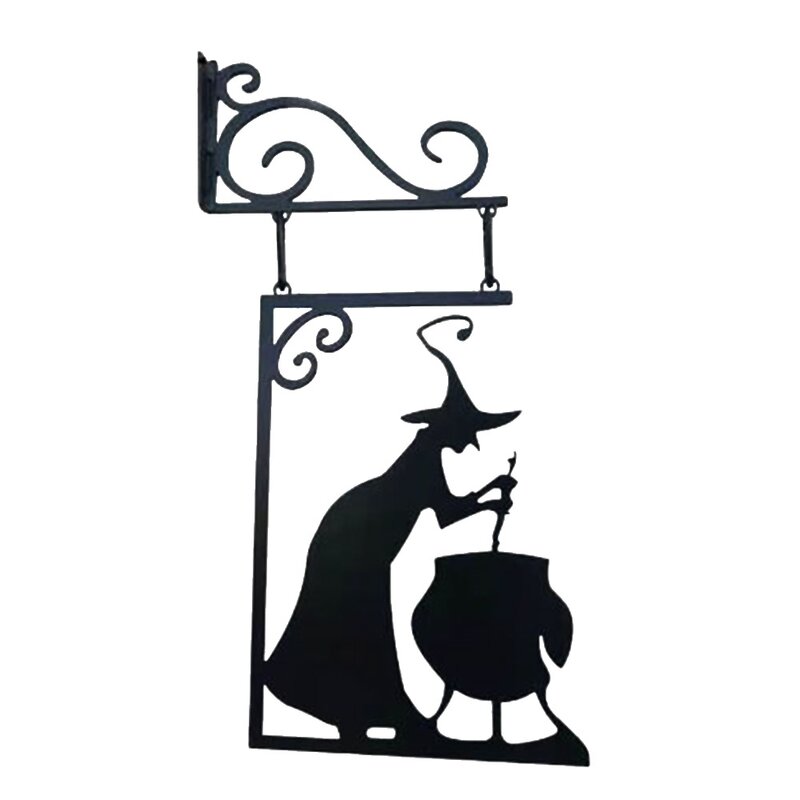 Metalen vintage heksenvorm gietijzeren tuinhoekbord mysterieus heksenbeeld heks decoratieve figuren geesten deurframe decor