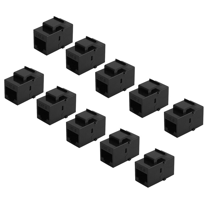 Conector Keystone Cat6 RJ45, acoplador de extensión, Ethernet, red LAN, Cat 6, adaptador de extensión, color negro, 10 piezas