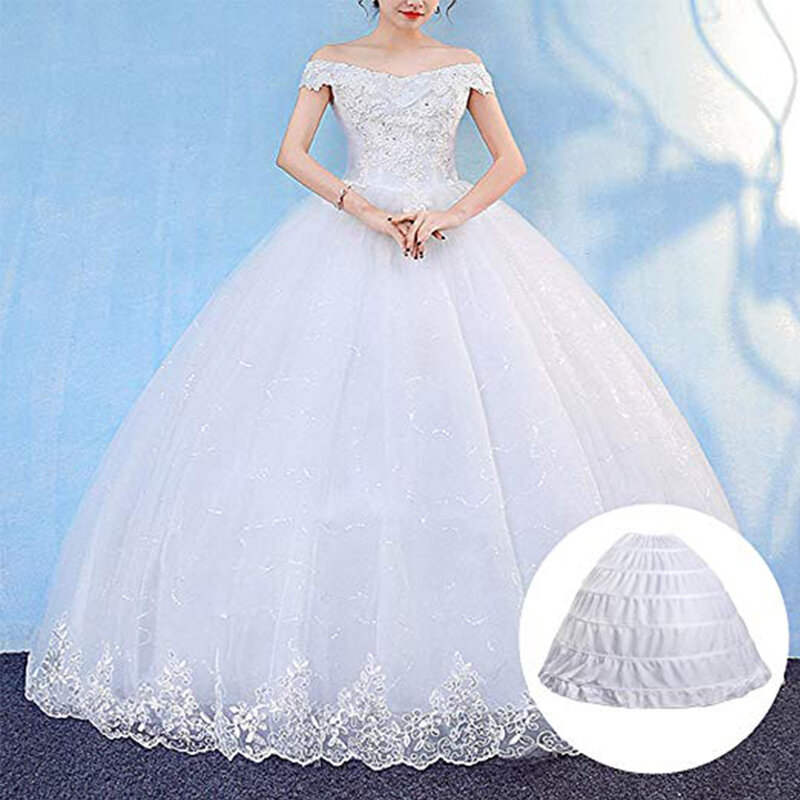 White New 6 Hoops Petticoats Bustle for Ball Gown Wedding Dresses Underskirt Bridal Accessories  Crinolines Skirts