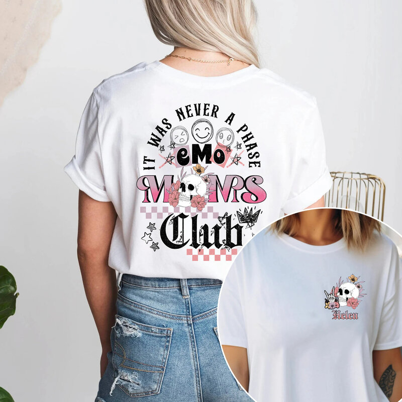 T-shirt femme, estival et décontracté, avec slogan, It Wever A Phase Emo Moms Club, à la mode, pour la fête des mères
