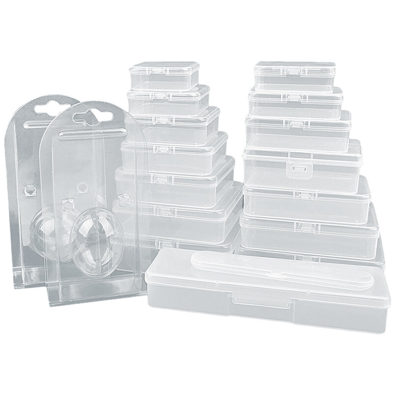 PP kotak transparan kotak penyimpanan Flip persegi panjang kotak kemasan persegi kotak Blister bulat Aksesori mengatur produk Packag