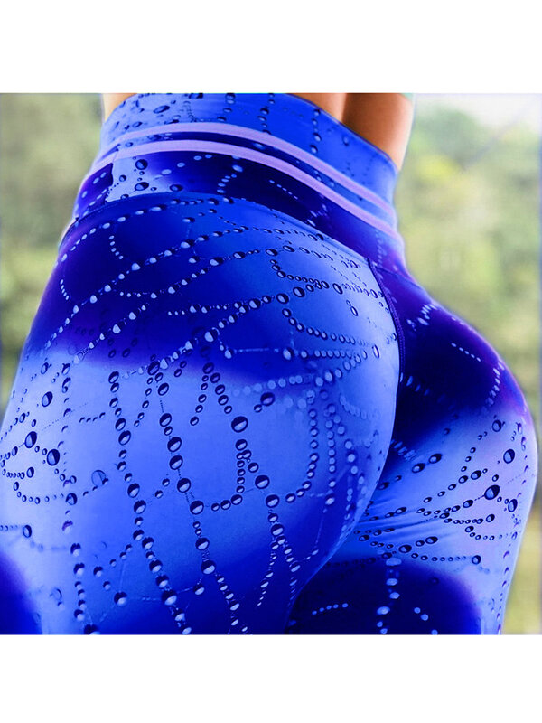 Celana ketat Push Up olahraga kebugaran Legging air cetakan Digital Droplet olahraga jegging pakaian wanita celana panjang melar Gym