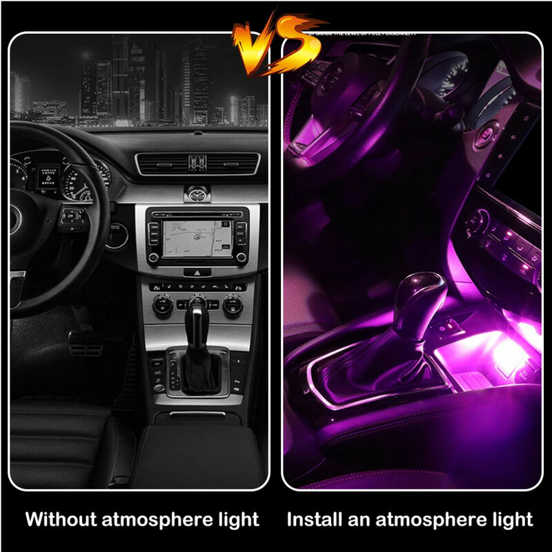 범용 미니 USB LED 조명, 자동차 주변 조명, 네온 인테리어 조명, 자동차 쥬얼리, 네온 분위기 램프 액세서리