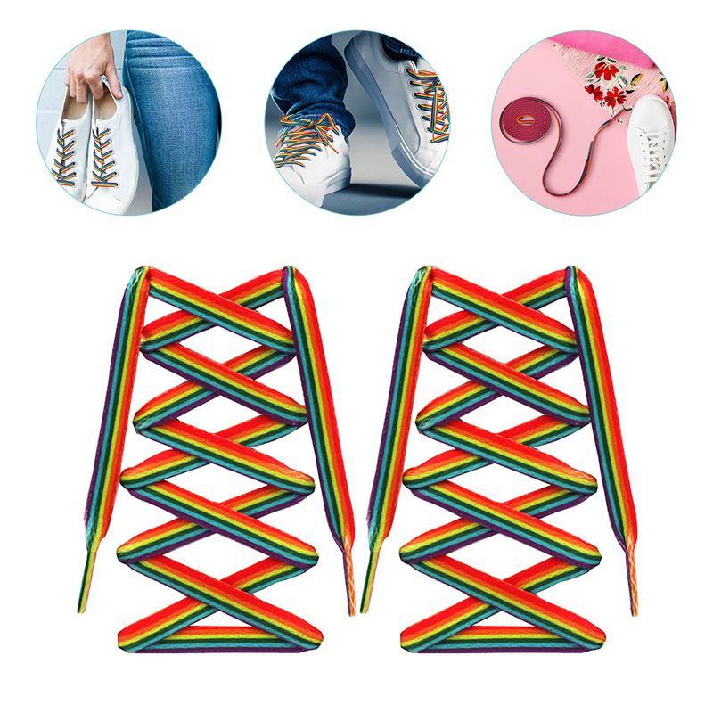 Радужные шнурки Pride, шнурки для обуви: 160 см, градиентные полосатые шнурки, плоские широкие шнурки для телефона