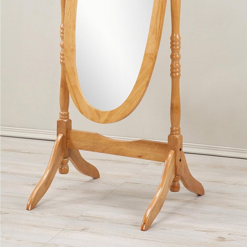 مرآة أرضية خشبية على الطراز التقليدي ، أثاث كامل الجسم ، تشطيب الكرز ، مرايا زخرفية من البلوط