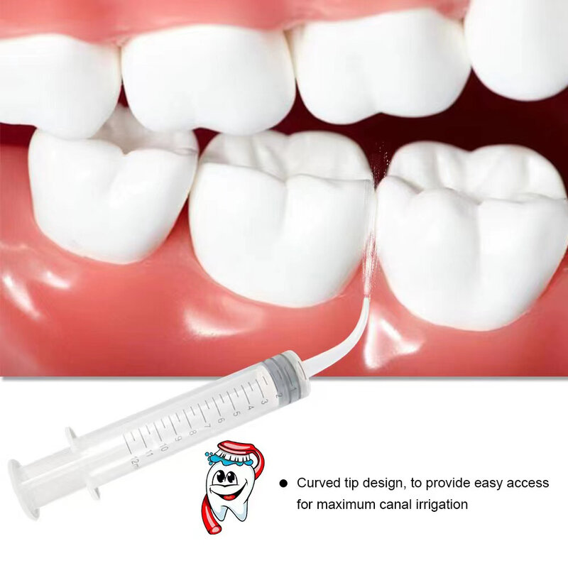 Jarum suntik irigasi gigi transparan sekali pakai, 3 buah alat dokter gigi pemutih gigi higienis mulut 12ml