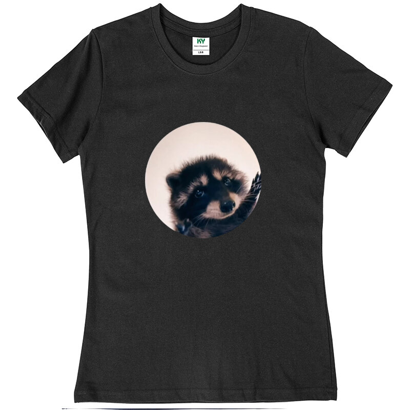 Waschbär tanzen T-Shirt lustige Meme Waschbären tanzen y2k T-Shirts atmungsaktiv Baumwolle weich Unisex O-Ausschnitt T-Shirt EU-Größe