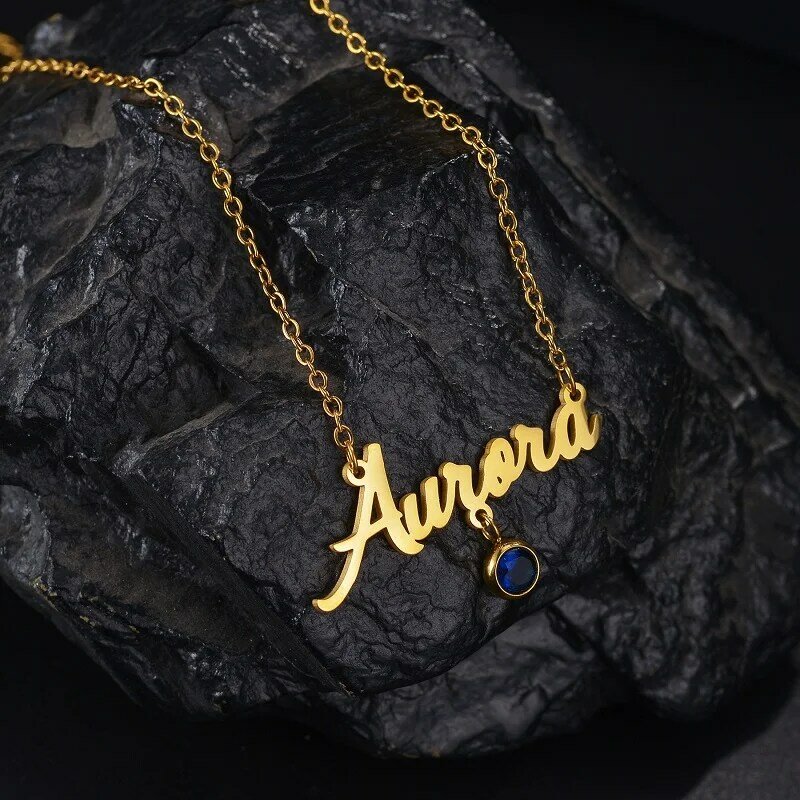 Collar con nombre personalizado con diamantes de imitación de acero inoxidable para mujer y niña, placa de identificación personalizada en forma de corazón, regalo de joyería, 365