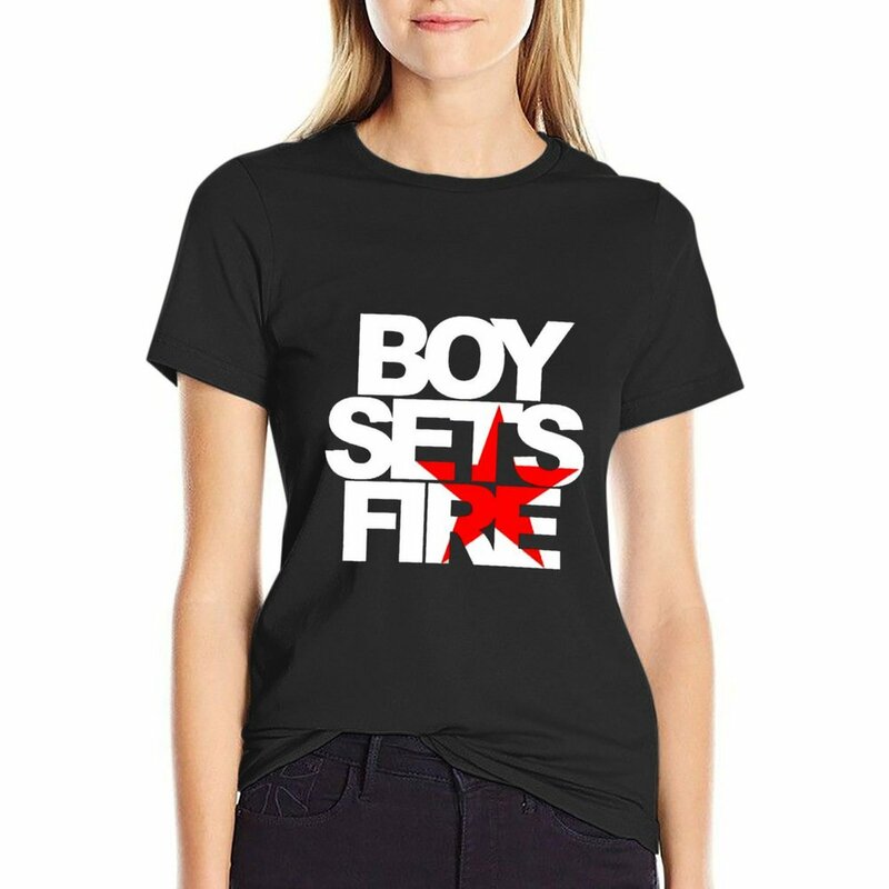 Boysetsfire baju kaos wanita ukuran plus T-shirt dress untuk wanita ukuran plus seksi