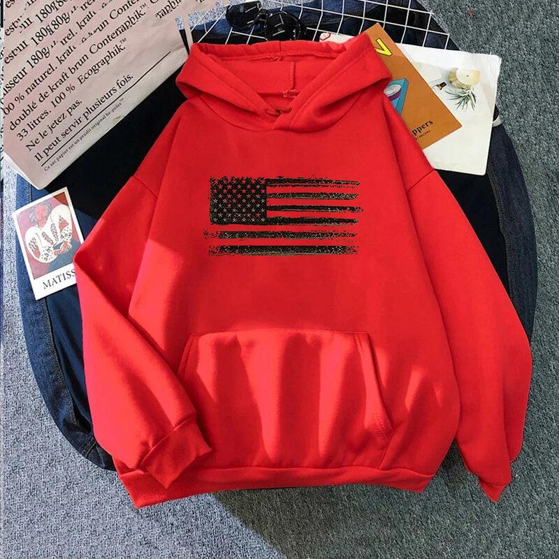 H HYFOL-Camisola de manga comprida masculina, Patriotic Design Hoodie, Bandeira dos EUA, Padrão Patriótico, Bolso