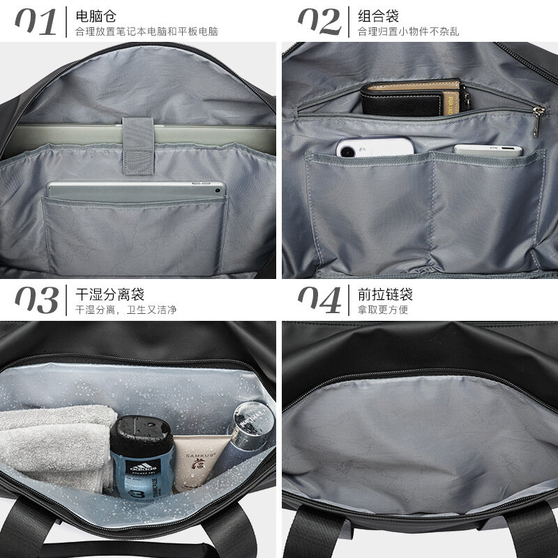New Gym Bag Men's Short Business Trip Dry Wet Separation Travel Bags Coverable Handle Portable Crossbody Casual Luggage Bag