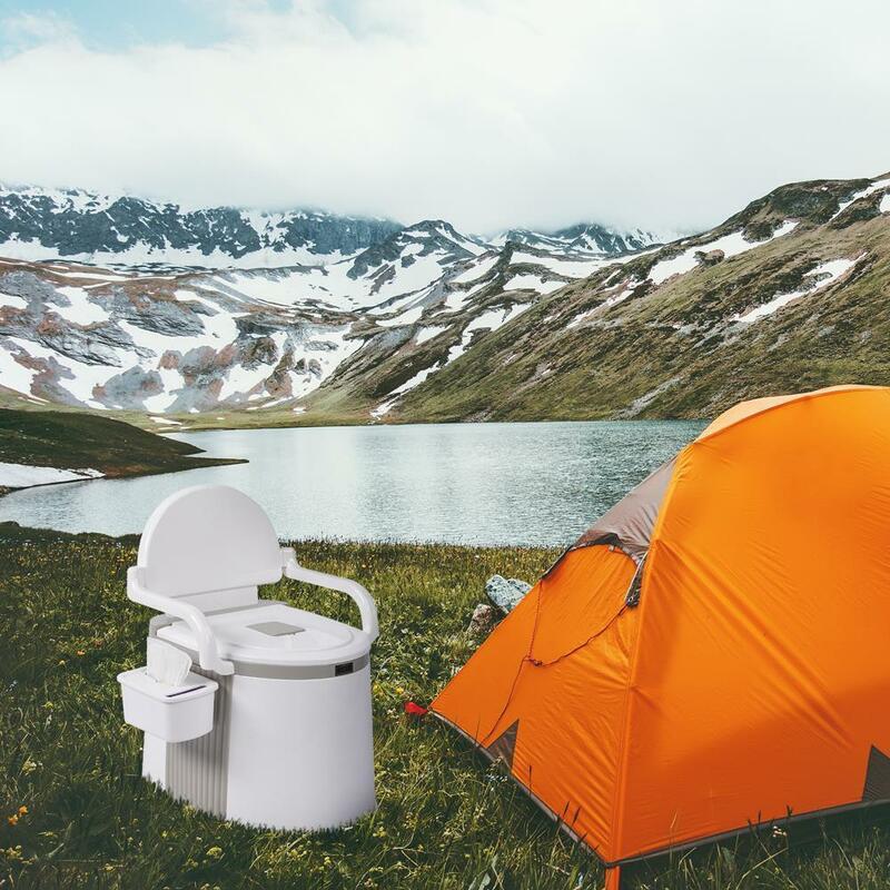 5L Camping Portable Toilet Travel Outdoor/Indoor Commode Potty +Tissue Box