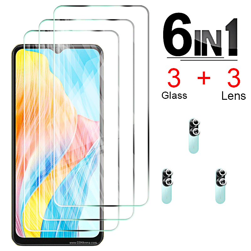 6 in1 Tempered Glass for Oppo A58 A78 4G Screen Protectors and Camera Lens Films for Oppo A58 A78 5G Protective Front A 58 78