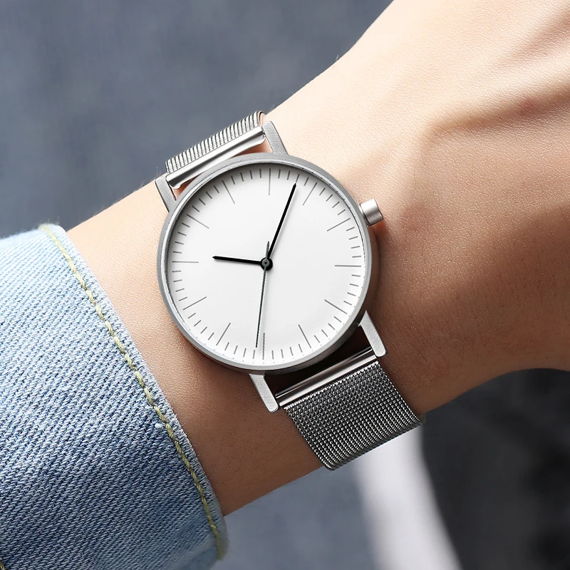 ADDIESDIVE prosty zegarek dla pary modny męski zegarek kwarcowy dla miłośników luksusowy zegarek na rękę Milanese ze stali nierdzewnej wodoodporny 50m