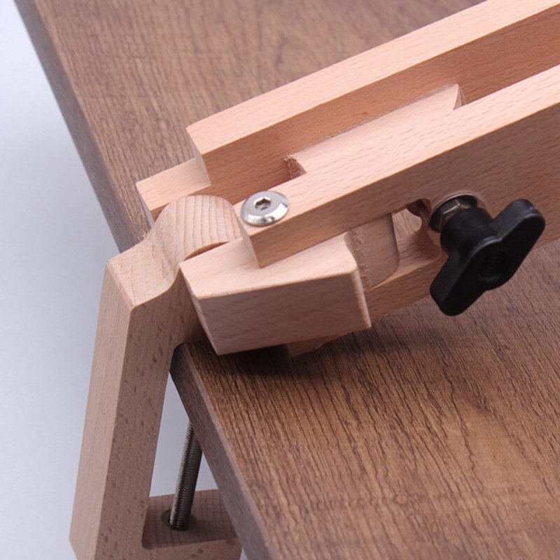 Braçadeira de madeira costurado à mão, mesa de fixação ajustável, rotação superior, sutura de couro dobrável, fixação, durável, fácil instalação