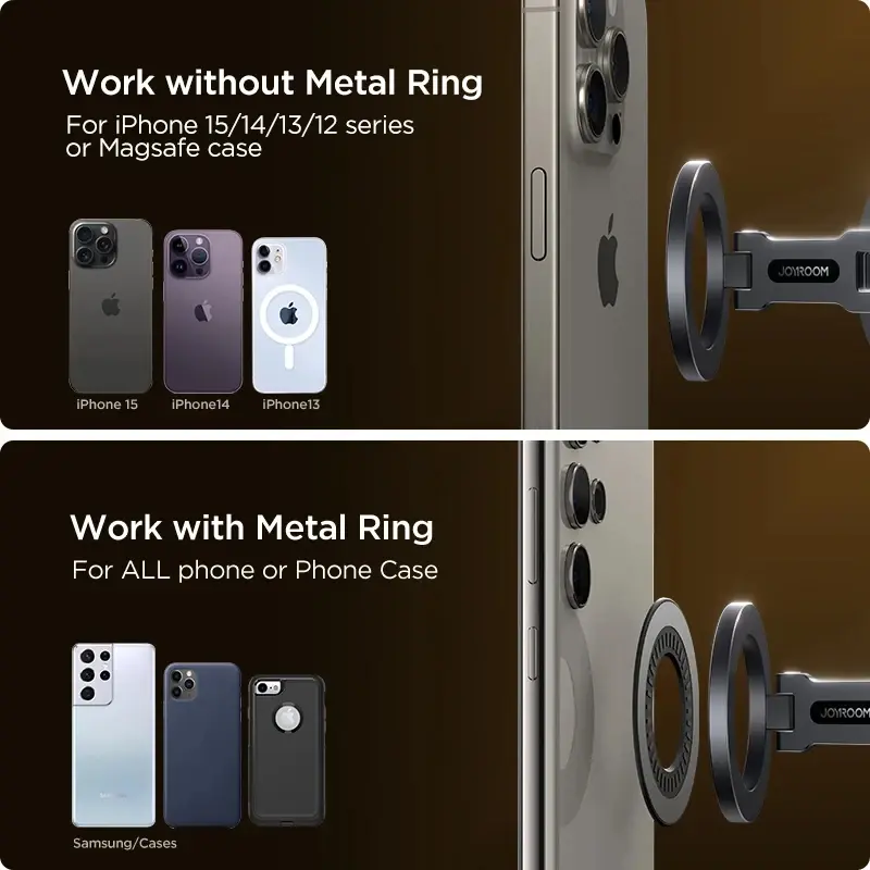 Joryoom ที่วางโทรศัพท์ในรถยนต์แบบแม่เหล็กพับได้ติดตั้งโทรศัพท์แข็งแรงอเนกประสงค์สำหรับรถยนต์สำหรับ iPhone 15 14 13 PRO MAX Samsung Huawei