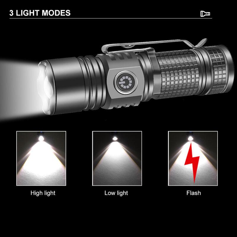 Amanecer Fire-linterna táctica LED 1035 EDC 30W, lámpara con zoom telescópico, de aleación de aluminio, para exteriores, luz superbrillante de 1000M