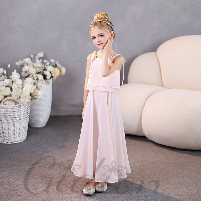 Spaghetti Straps Junior Bridesmaid Dress For Kids Wedding Ceremony Pageant Ball Evening-Gown Show Gift Birthday Party Any Event