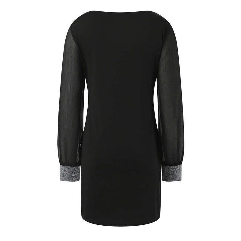 Женское кружевное Сетчатое платье, Черное мини-платье с V-образным вырезом, шикарные свободные летние платья с коротким рукавом, элегантные женские платья