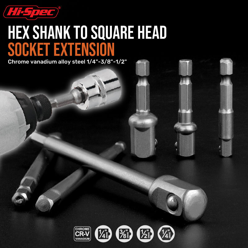 Hi-Spec 3pc Hexagonal Handle Rotating Square Head Sleeve Connecting Rod 1/2 1/4 3/8 Air Batch Electric Sleeve Connecting Convers