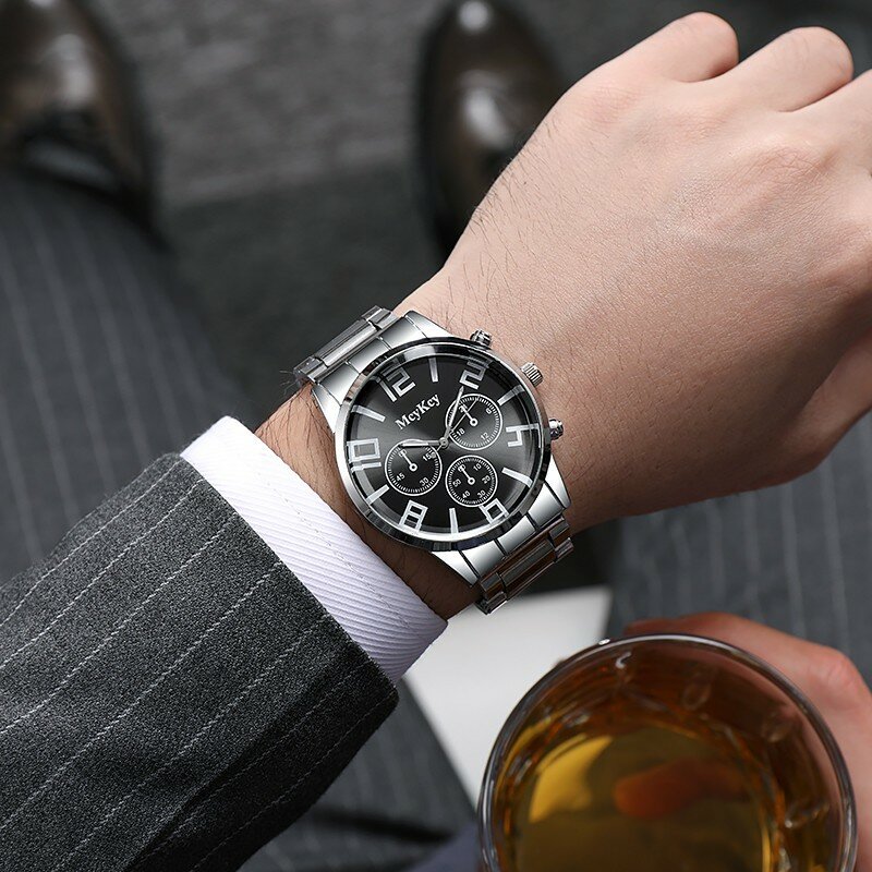 Correa de reloj de acero para hombre, reloj electrónico clásico de acero inoxidable, informal, a la moda, para regalo