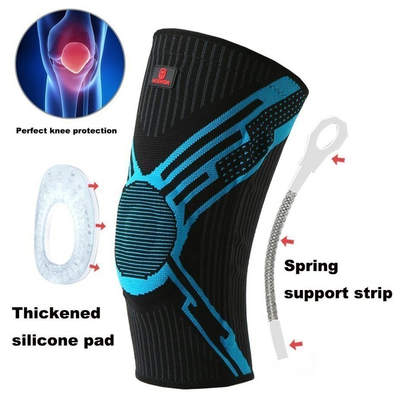 WorthWhile 1 PC Silicon Padded Basketball Knee Pads Patella Brace Kneepad for Joint Support Fitness Compression Sleeve Protector