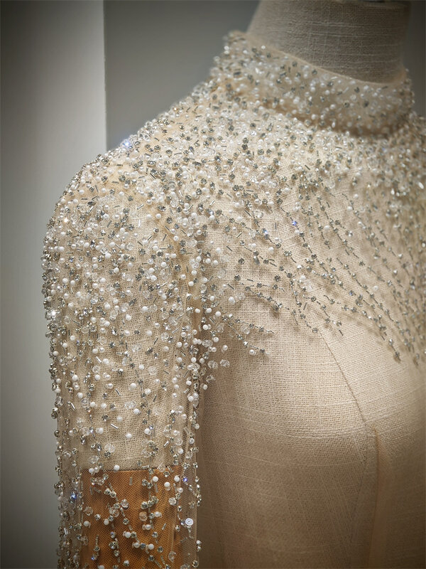 Hochzeits jacke für Brautkleid Innen Langarm hochwertige abnehmbare transparente Interieur Luxus Perlen Hochzeit Accessoires