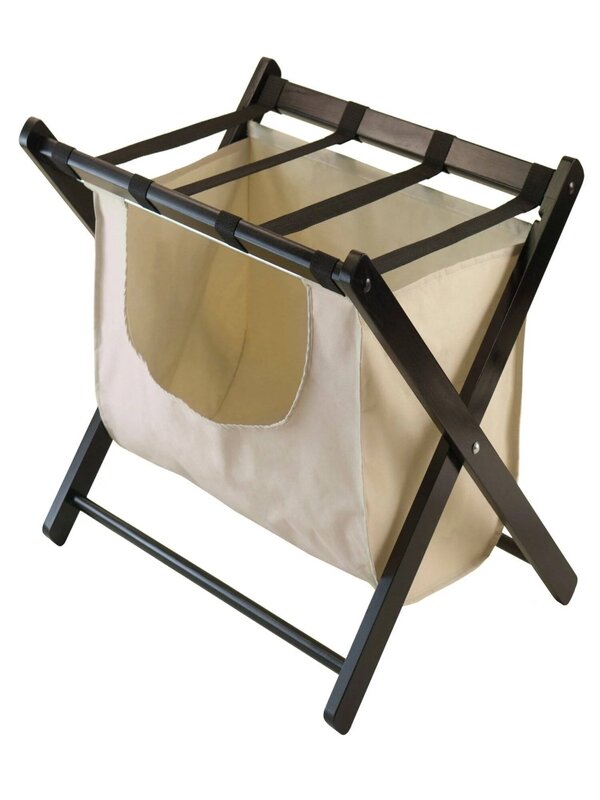 Winsome Wood Dora Luggage Rack with Fabric Basket, Espresso Finish