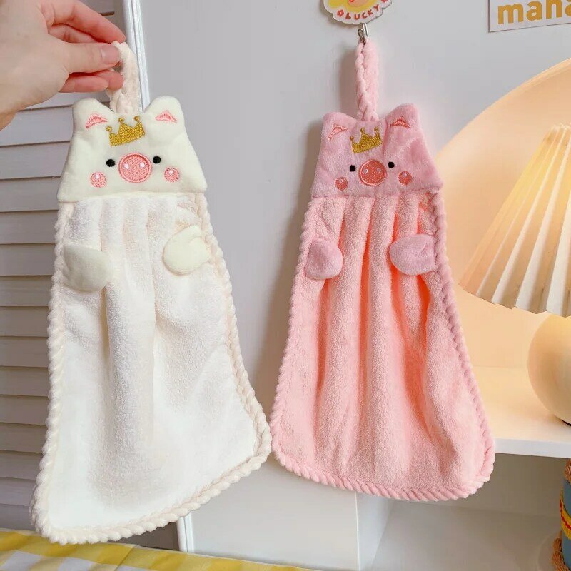 Toallas de mano de lana de Coral para niños, toalla colgante de Anime, toallas absorbentes, toallas de mano lindas, toallas de pato de pingüino, precio bajo