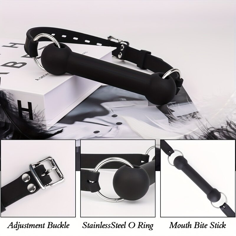 Silicone Dog Bone Boca Plug com PU Leather Belt, Metal Button, Bondage, Sex Toys para Mulheres e Casais, Adult Transparent Tools