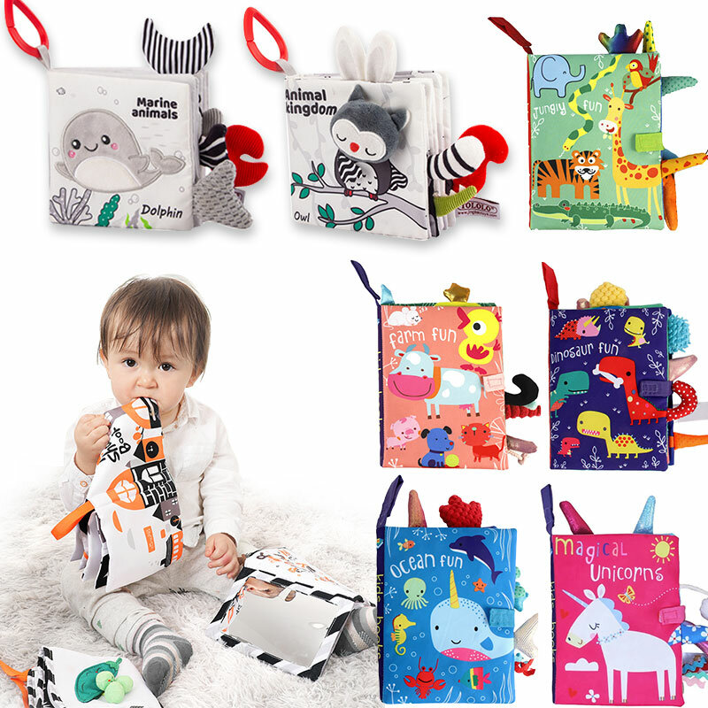 Pasgeboren Baby Doek Boek 0 12 Maanden Speelgoed Wasbaar Niet-Giftig Vroege Lezingen Montessori Stof Zintuiglijke Boeken Ontwikkeling Speelgoed