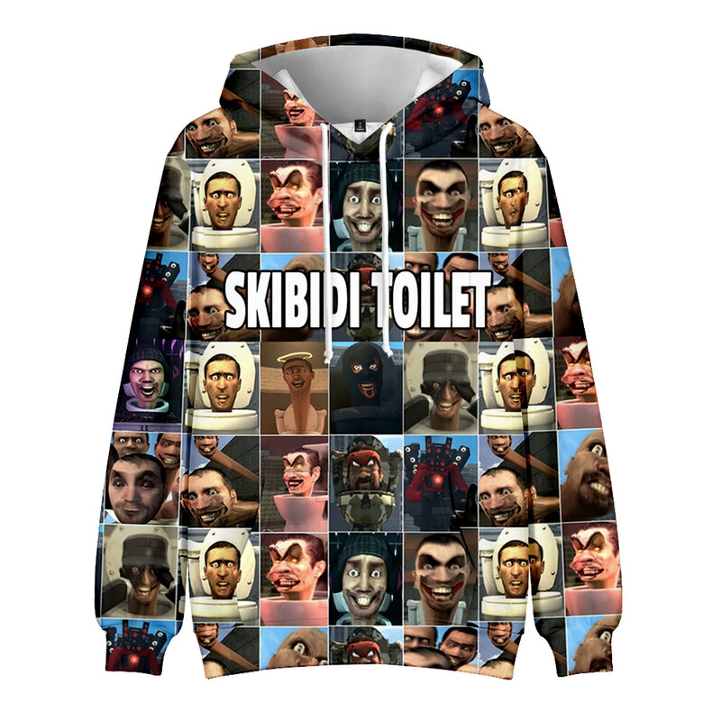 Новинка 2023, толстовка Skibidi унитаз с длинным рукавом для женщин и мужчин, толстовка с капюшоном, уличная одежда в стиле Харадзюку, 3D одежда