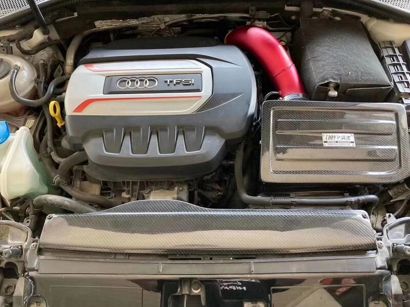 EDDYSTAR Car Carbon Fiber Induction Air Intake Filter Kit Auto Cold Air Intake Filter Kit for 15-17 Audi S3 2.0T