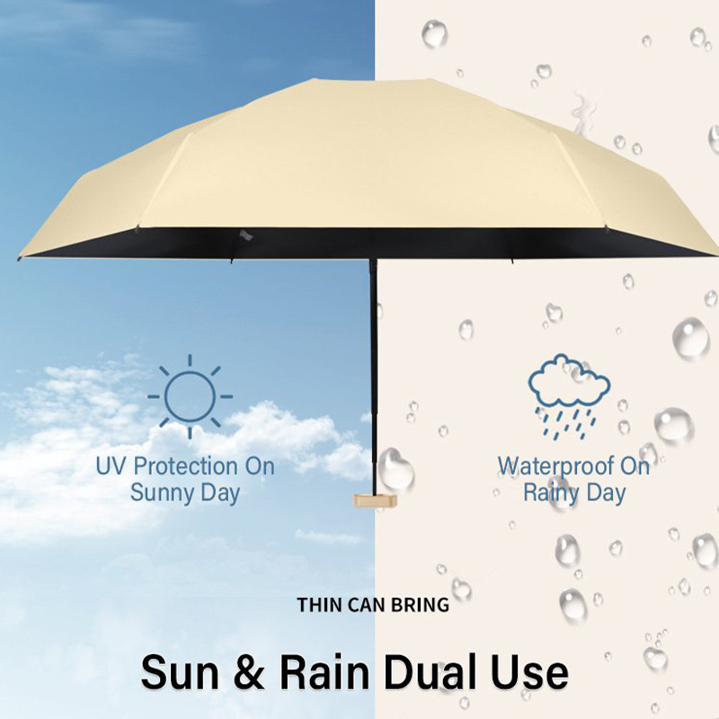 Paraguas de bolsillo Anti UV para mujer, sombrilla portátil de seis pliegues, protección solar para viajes