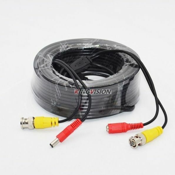 CCTV Camera Extender Wires, Extensão com BNC + DC, 2 em 1 Cabo HD, Todo o Cobre, Energia AHD, 5m, 10m, 15m, 20m, 30m, 50m