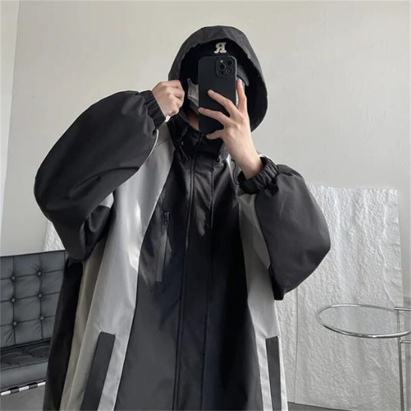 2024 Spring New Hooded Jackets for Men Casual Loose Hoodie Hip Hop Overcoats Male Jacket Coats