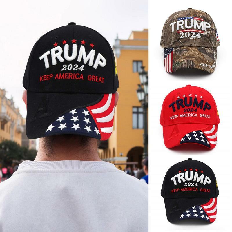2024 czapka kamuflaż z flagą USA, czapki baseballowe znów utrzymać Amerykę w świetnej czapce prezydenta haft 3D gorąca sprzedaż