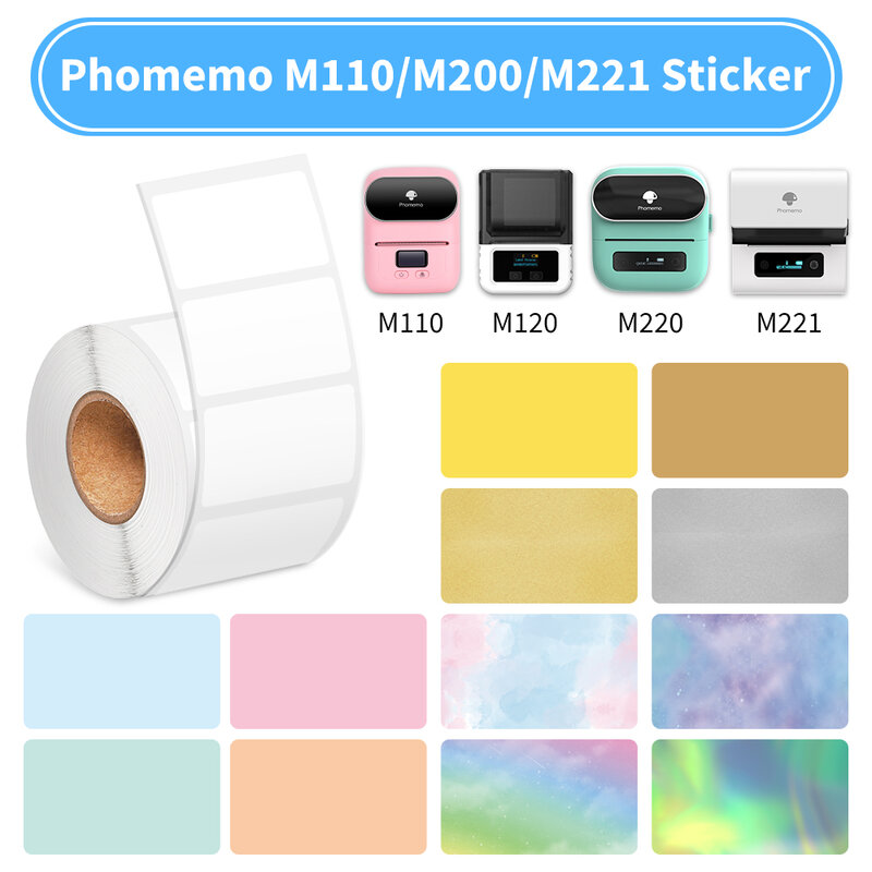 1roll 40x30mm for M110 M221 M220 M200 M120 Label Printer 230pcs Square Thermal Label BPA Free Self-Adhesive Labels Sticky Paper