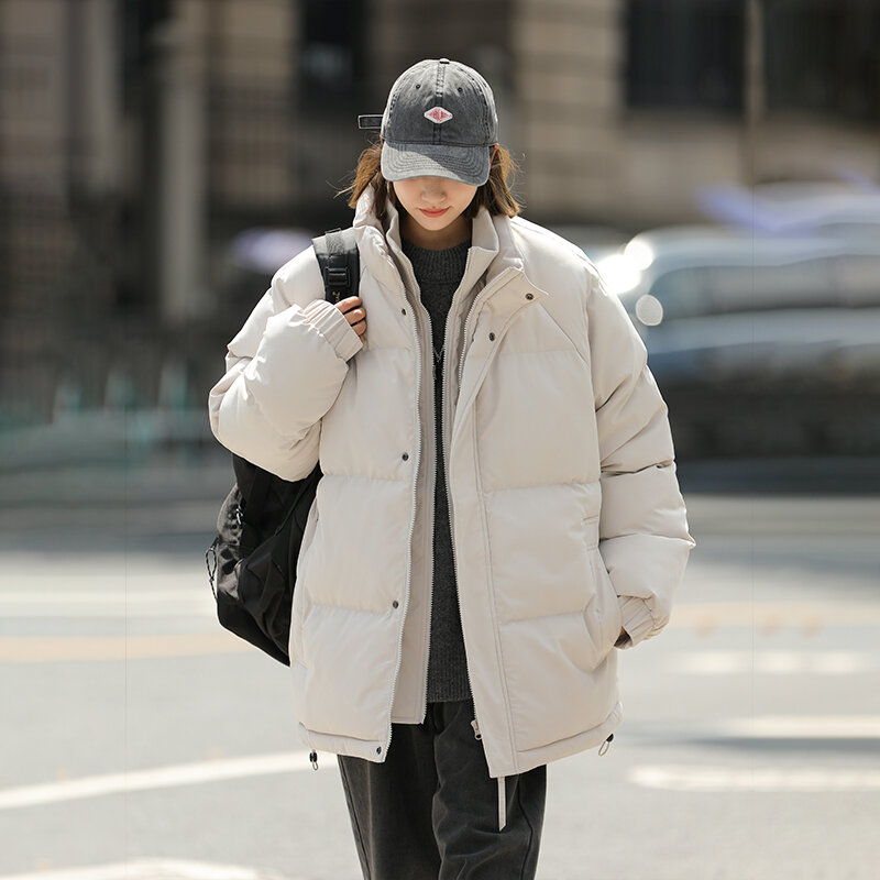 男性と女性のためのスタンドカラー付きパッド入りジャケット,特大のパーカー,厚くて暖かい,日本のコート,新しいストリートファッション,ラージサイズ,冬