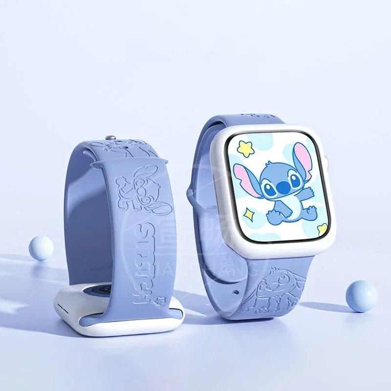 Disney-Bracelet de sport en silicone Anime Stitch pour Apple Watch Band, IWatch 8 Ultra 7 Se 6 5 3, 44mm, 40mm, 45mm, 41mm, 38mm, 42mm
