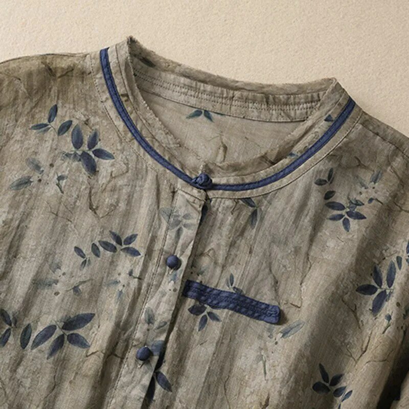 Blusa com estampa floral estilo vintage com o pescoço feminino, tops de meia manga, solto, casual, verão, nova chegada, 2022, B3755