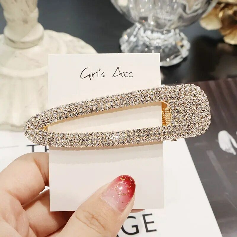 1PC Square Waterdrop Bling Crystal Hairpins Headwear for Women Girls Rhinestone Hair Clips Pins Barrette Accessories