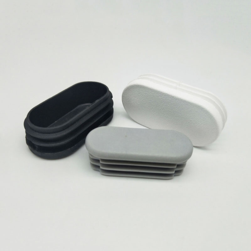 Inserção de tubo com nervuras para mesa Móveis Perna, Oval Plug End Cap, Plugue plástico preto e branco, tubulação, cadeira, quadrado, oval